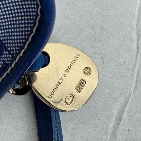 Dooney & Bourke‎ Blue Logo Canvas Leather Trim Wristlet Wallet Small Pouch